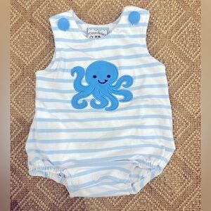 Three Sisters Blue and White Striped Bubble with Octopus